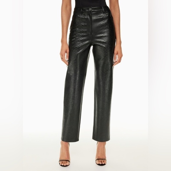 Wilfred Pants - Wilfred Aritzia Melina High Rise Black Faux Leather Straight Pants Womens 10